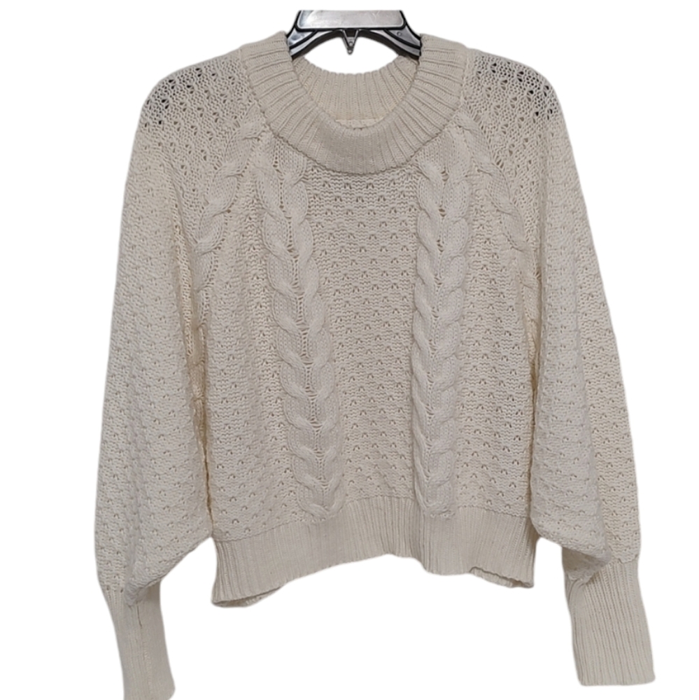Off White Cable Knit Moon & Madison Cropped Sweater sz Medium